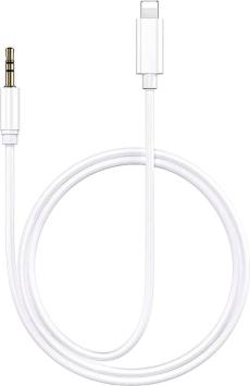 Geschikt voor iPhone Lightning naar 3,5mm Jack AUX Audio Male - 1 Meter - Wit/Zilver